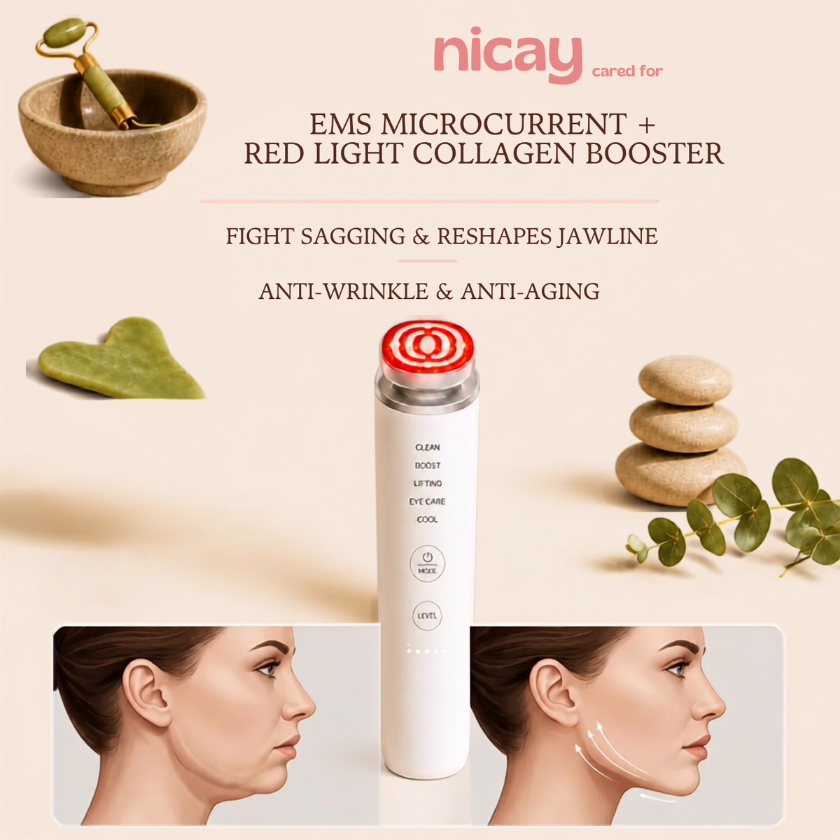 Nicay Glow Wand — EMS & Red Light Face Massager