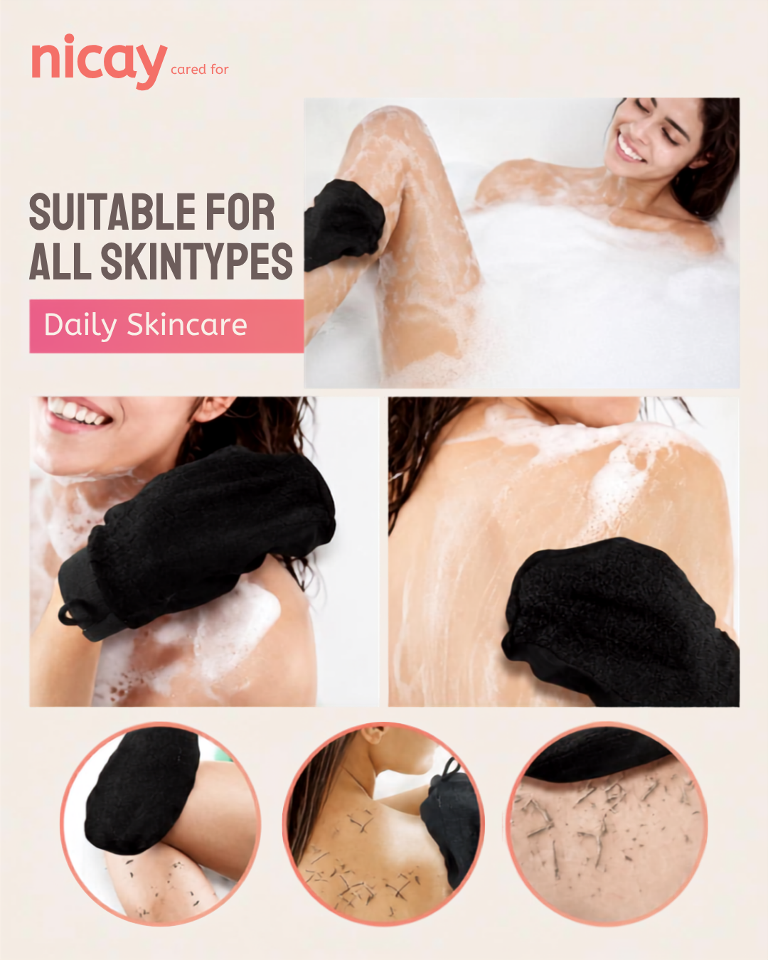 Exfoliating Scrub Glove & Bamboo Bath Brush Set (2 Pieces)