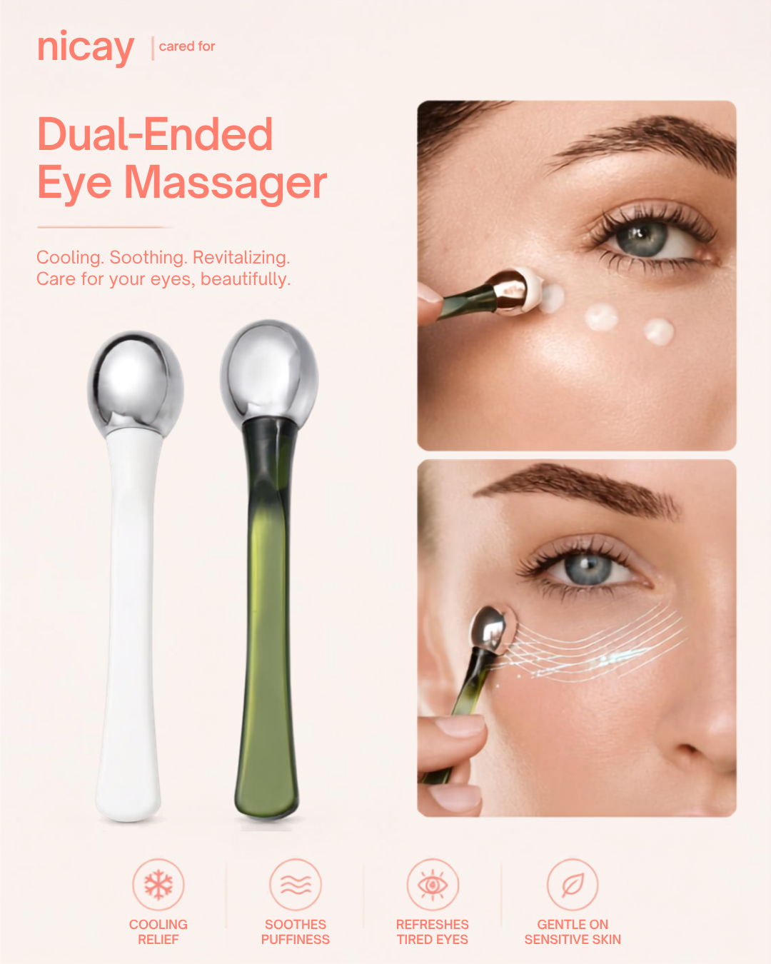 Zinc Alloy Eye Massage Wand & Cream Applicator
