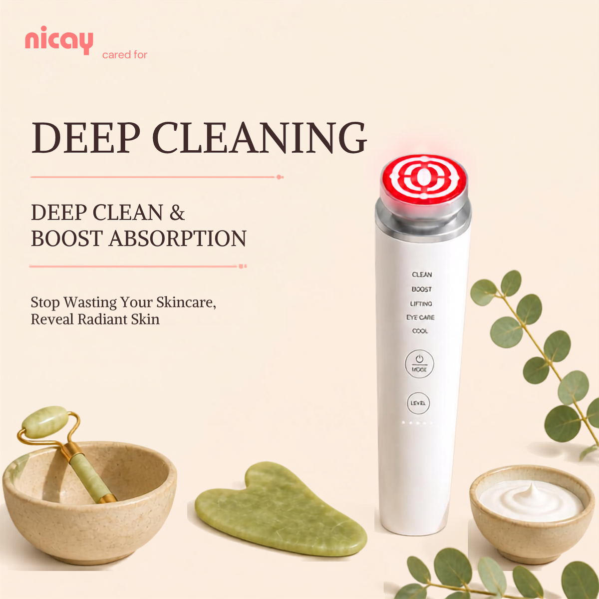 Nicay Glow Wand — EMS & Red Light Face Massager