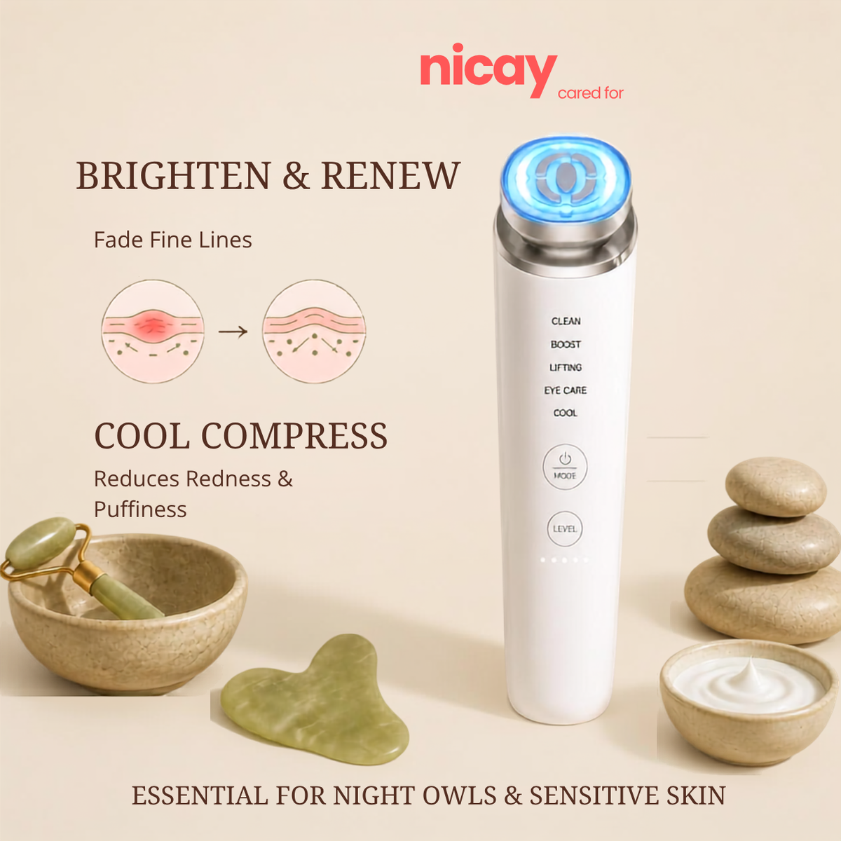 Nicay Glow Wand — EMS & Red Light Face Massager