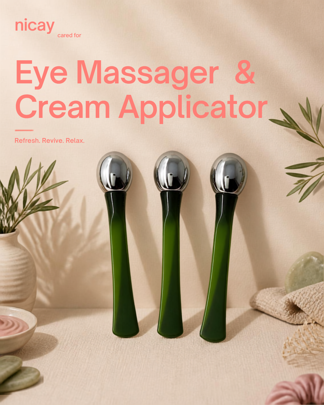 Zinc Alloy Eye Massage Wand & Cream Applicator