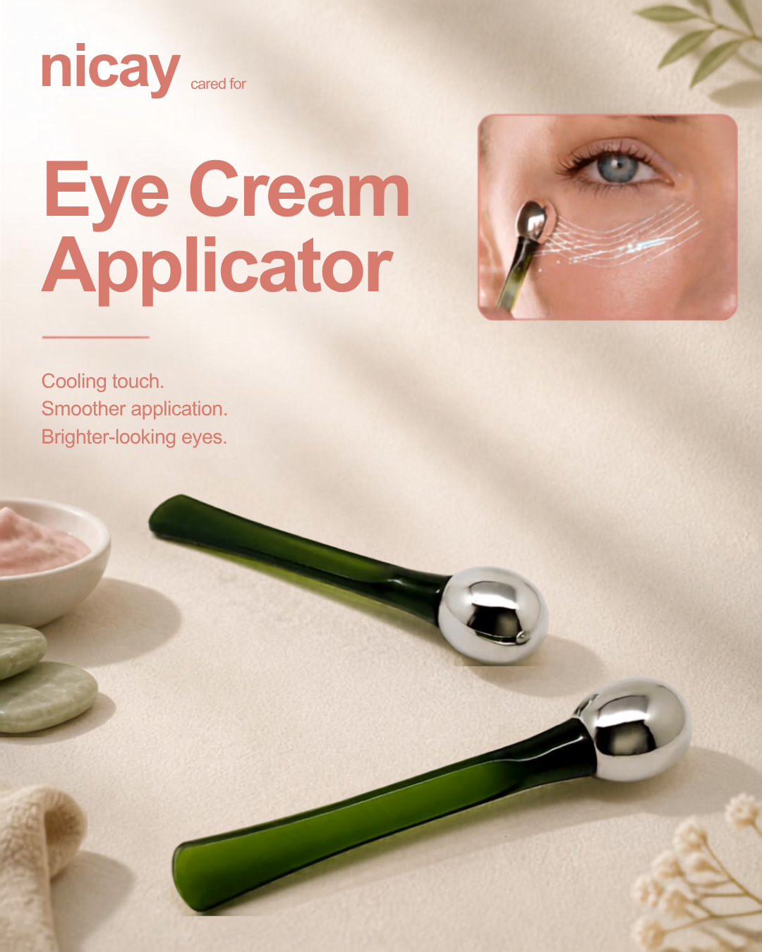Zinc Alloy Eye Massage Wand & Cream Applicator