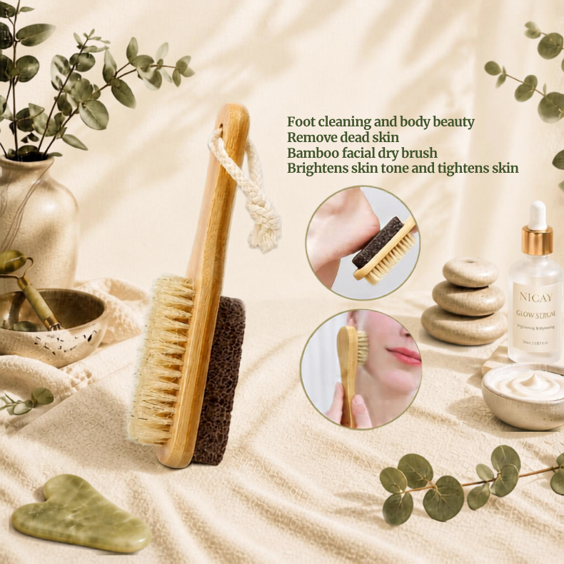 Bamboo Bath Brush Set – 4-Piece Natural Bristle Collection